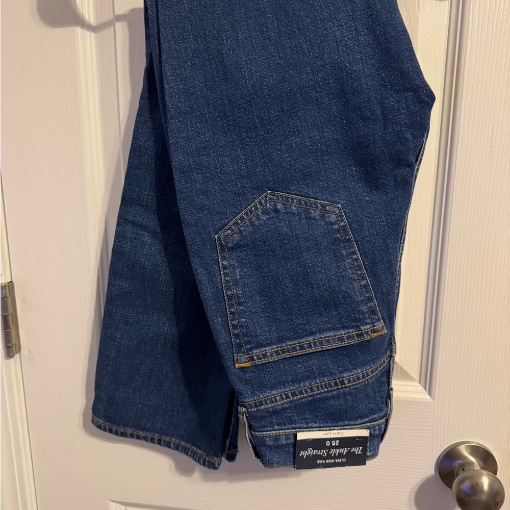 Abercrombie Curve Love Dark Ultra High Rise Ankle Straight Jean